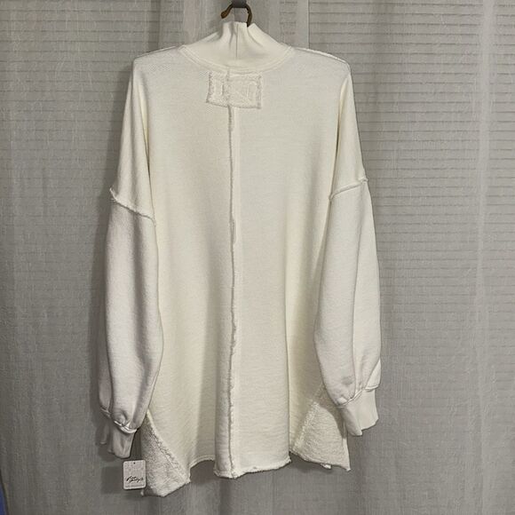free people XS S M Coconut Milk Wonderful Oversized Cotton Sweater Pullover - Picture 8 of 16